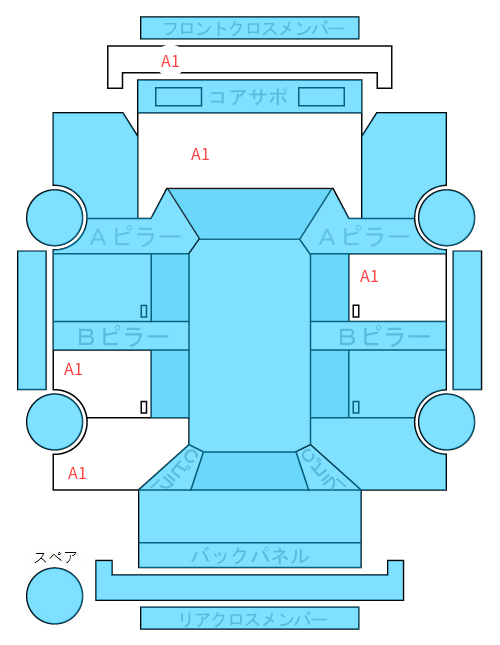 Body condition diagram (damage marks, Japanese labels)