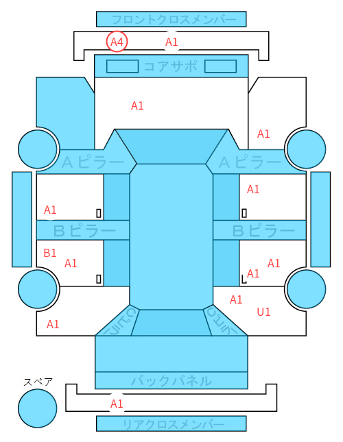 Body condition diagram (damage marks, Japanese labels)