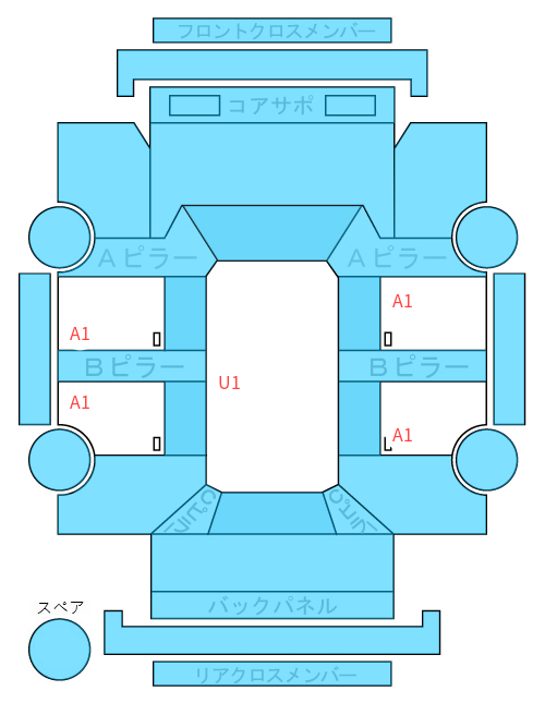 Body condition diagram (damage marks, Japanese labels)
