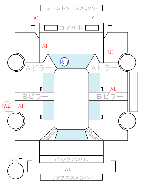 Body condition diagram (damage marks, Japanese labels)
