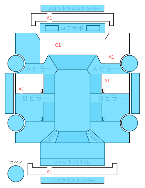 Body condition diagram (damage marks, Japanese labels)
