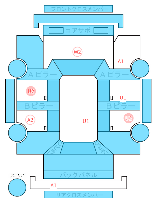 Body condition diagram (damage marks, Japanese labels)
