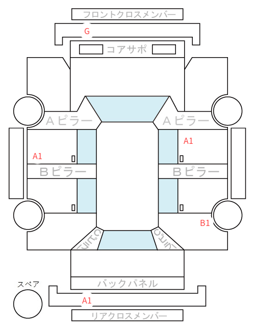 Body condition diagram (damage marks, Japanese labels)