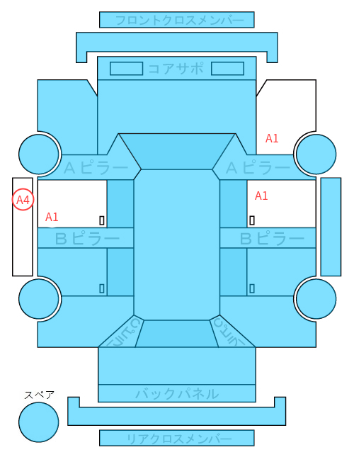 Body condition diagram (damage marks, Japanese labels)
