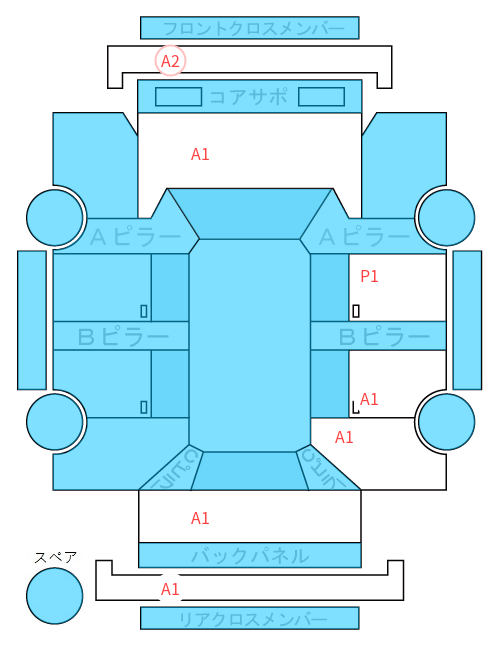 Body condition diagram (damage marks, Japanese labels)