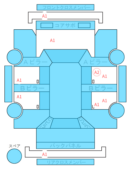 Body condition diagram (damage marks, Japanese labels)