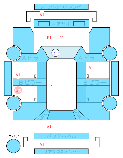 Body condition diagram (damage marks, Japanese labels)
