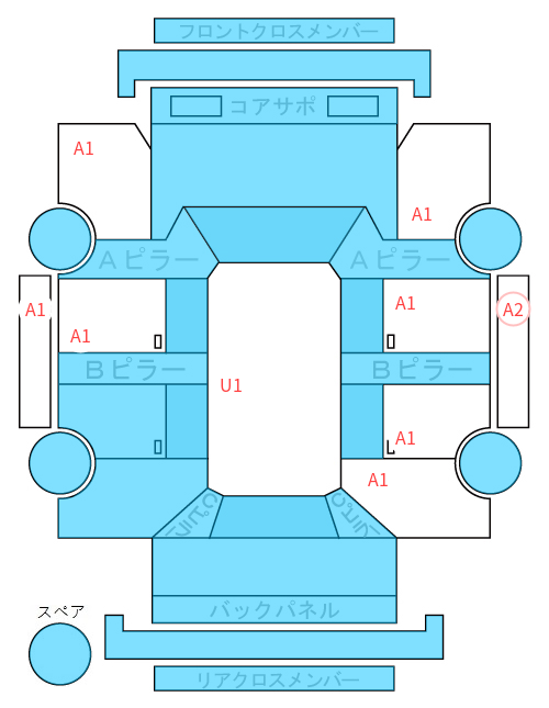 Body condition diagram (damage marks, Japanese labels)