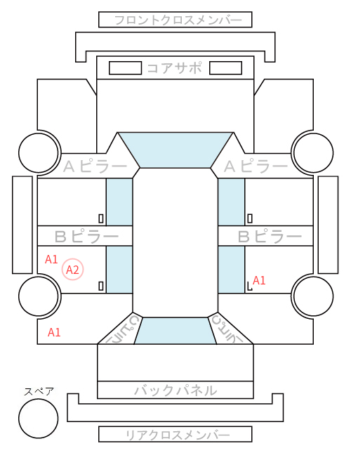 Body condition diagram (damage marks, Japanese labels)