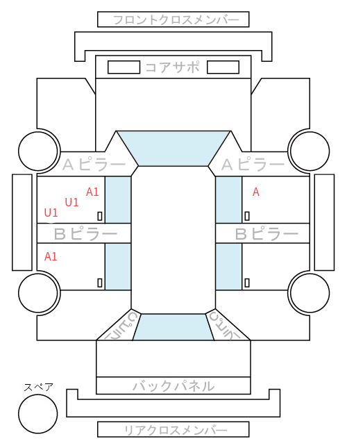 Body condition diagram (damage marks, Japanese labels)