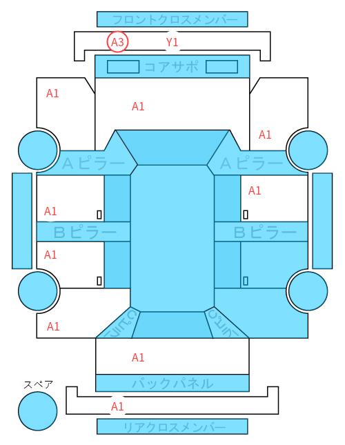 Body condition diagram (damage marks, Japanese labels)