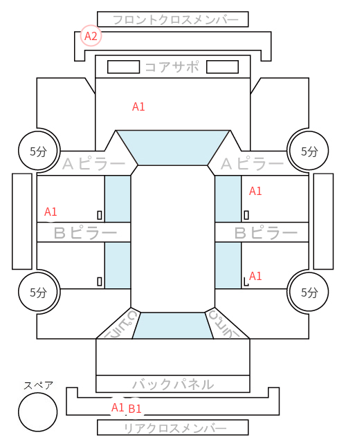 Body condition diagram (damage marks, Japanese labels)
