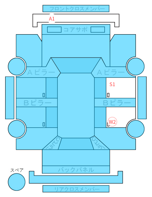 Body condition diagram (damage marks, Japanese labels)