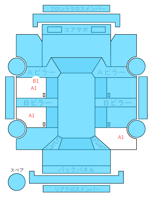 Body condition diagram (damage marks, Japanese labels)