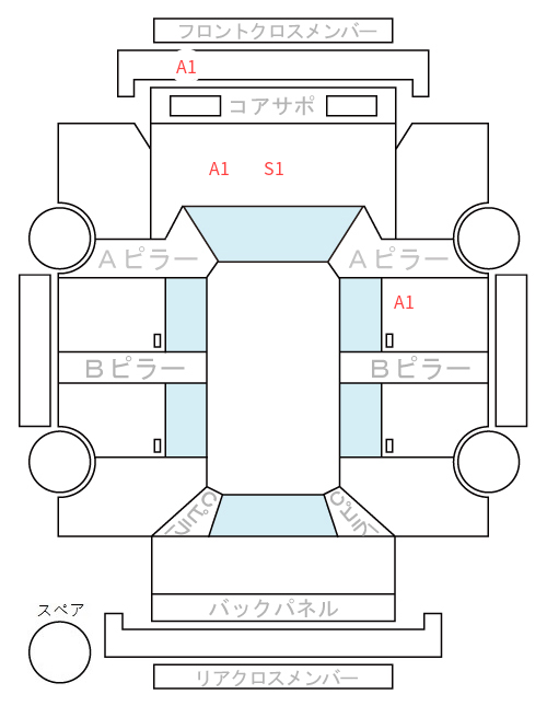 Body condition diagram (damage marks, Japanese labels)