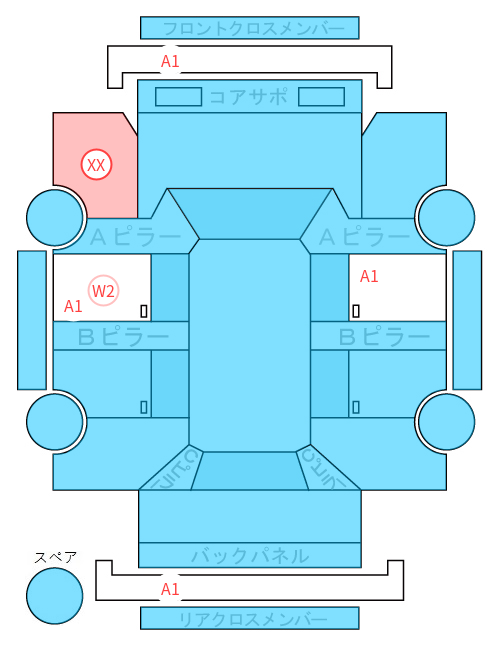 Body condition diagram (damage marks, Japanese labels)