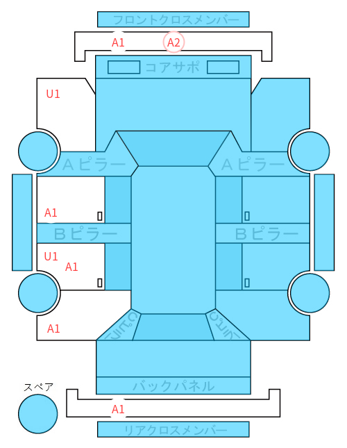 Body condition diagram (damage marks, Japanese labels)