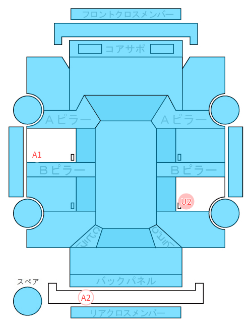 Body condition diagram (damage marks, Japanese labels)