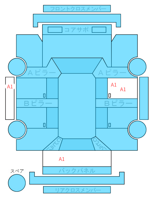 Body condition diagram (damage marks, Japanese labels)