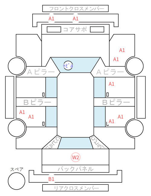 Body condition diagram (damage marks, Japanese labels)