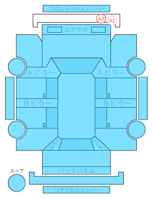 Body condition diagram (damage marks, Japanese labels)