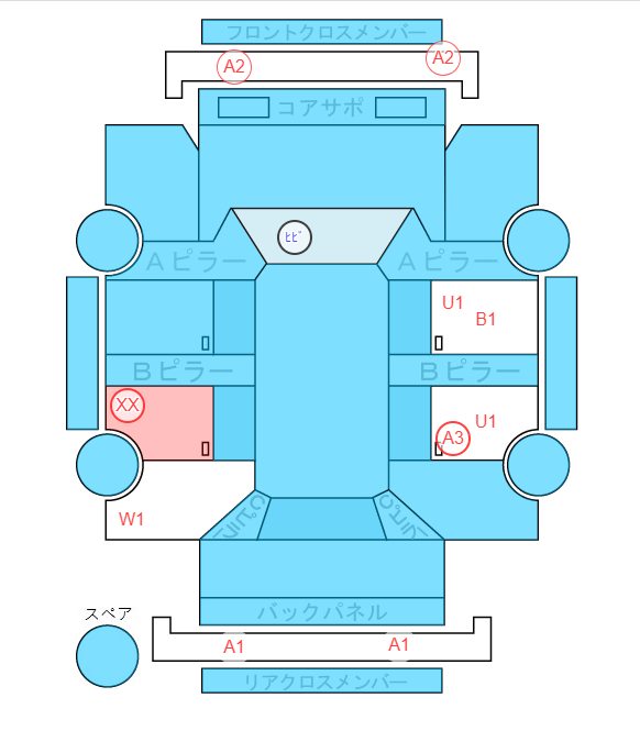 Body condition diagram (damage marks, Japanese labels)