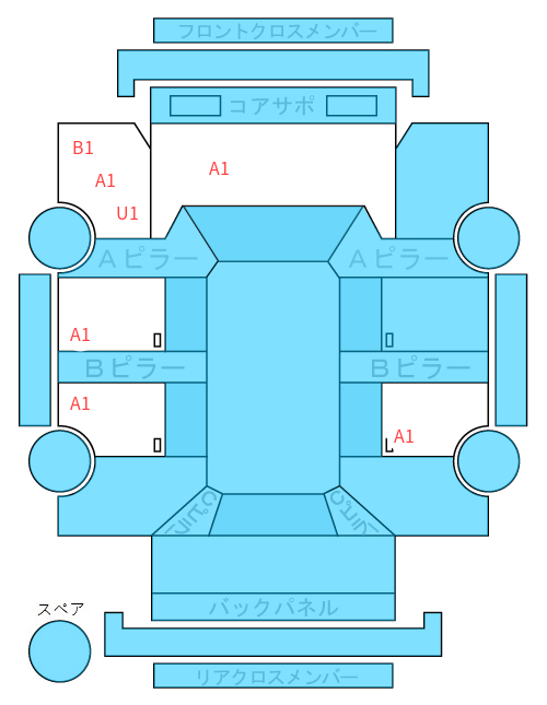 Body condition diagram (damage marks, Japanese labels)