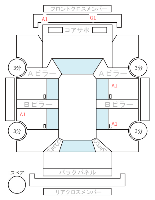 Body condition diagram (damage marks, Japanese labels)
