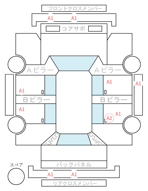 Body condition diagram (damage marks, Japanese labels)