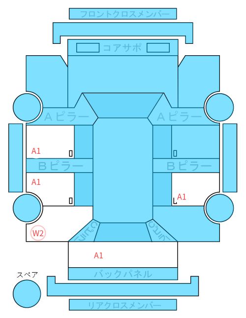 Body condition diagram (damage marks, Japanese labels)