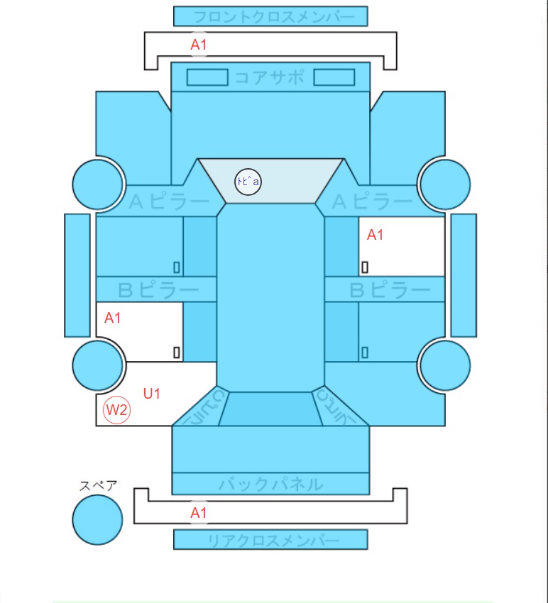 Body condition diagram (damage marks, Japanese labels)