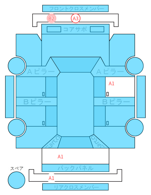 Body condition diagram (damage marks, Japanese labels)