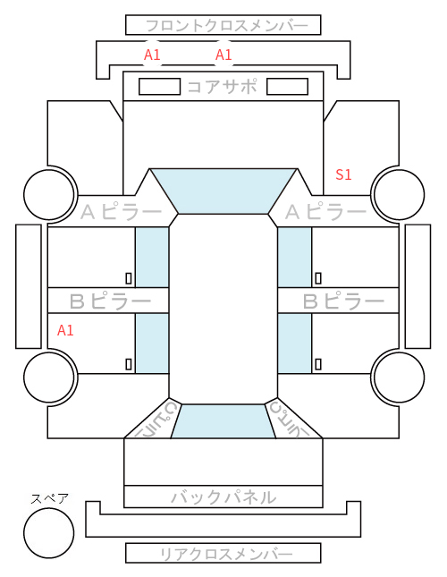 Body condition diagram (damage marks, Japanese labels)