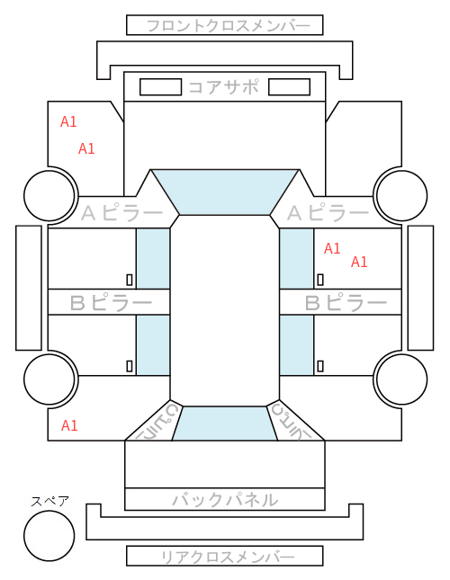 Body condition diagram (damage marks, Japanese labels)