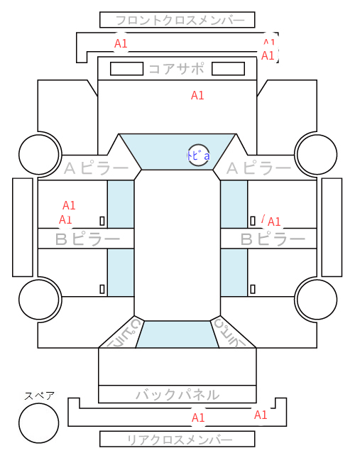 Body condition diagram (damage marks, Japanese labels)