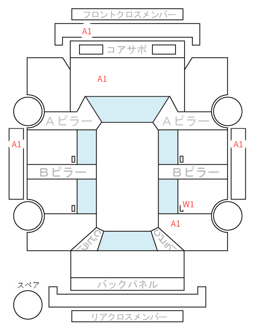 Body condition diagram (damage marks, Japanese labels)