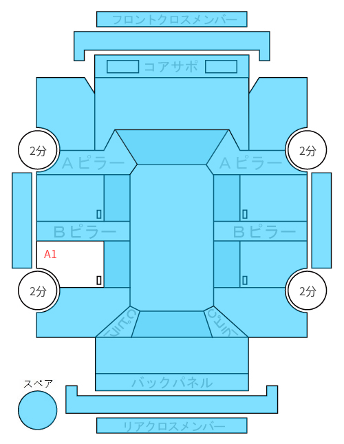 Body condition diagram (damage marks, Japanese labels)