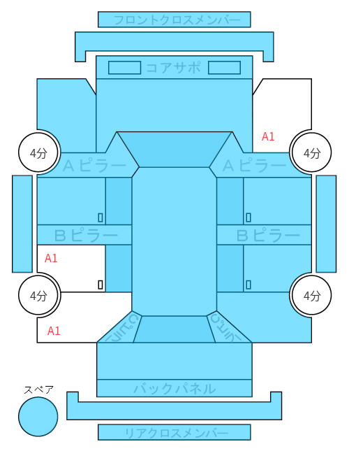 Body condition diagram (damage marks, Japanese labels)