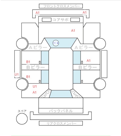Body condition diagram (damage marks, Japanese labels)