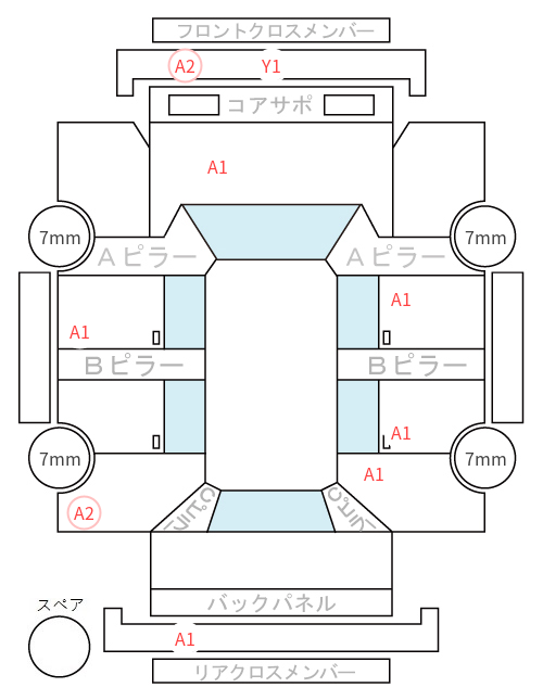 Body condition diagram (damage marks, Japanese labels)