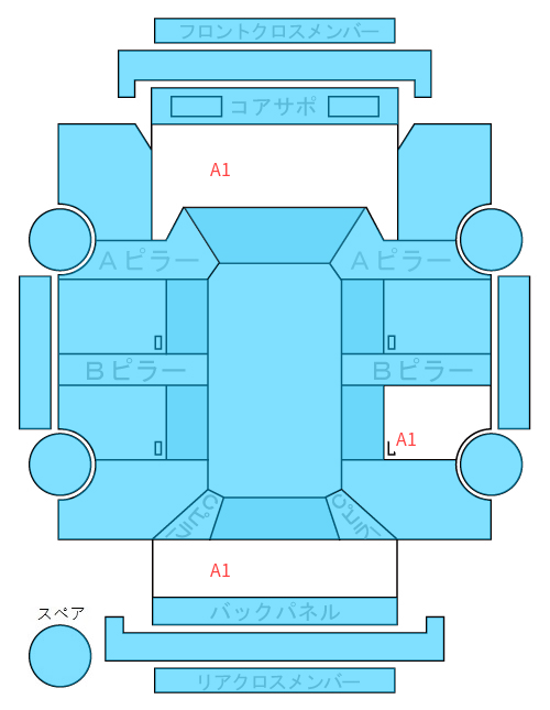 Body condition diagram (damage marks, Japanese labels)