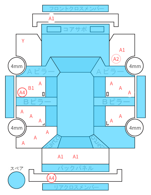 Body condition diagram (damage marks, Japanese labels)