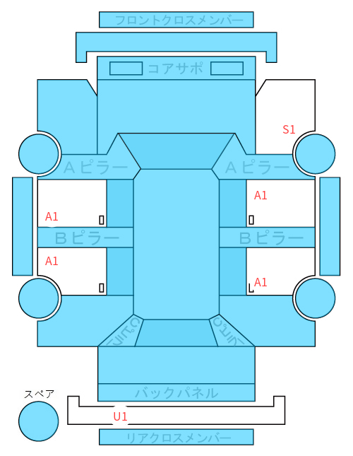 Body condition diagram (damage marks, Japanese labels)