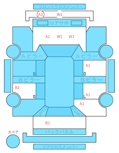 Body condition diagram (damage marks, Japanese labels)