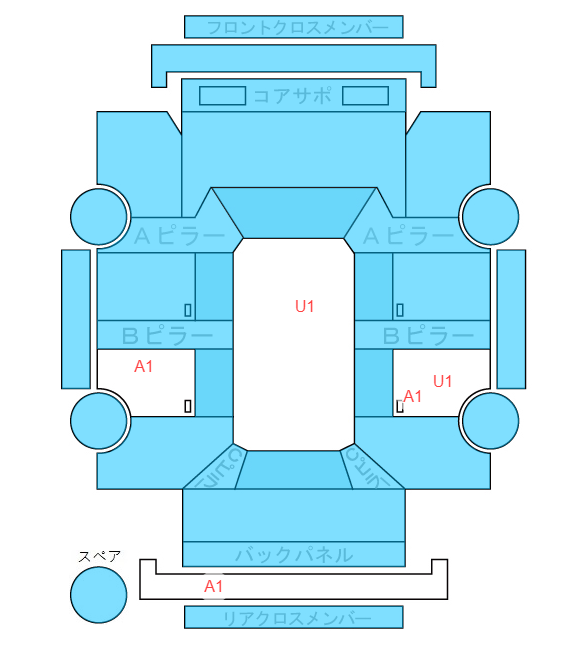Body condition diagram (damage marks, Japanese labels)