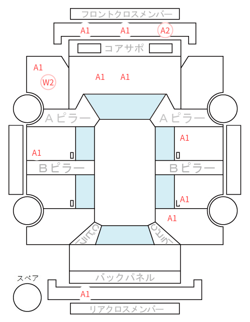 Body condition diagram (damage marks, Japanese labels)
