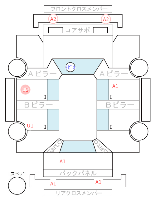Body condition diagram (damage marks, Japanese labels)
