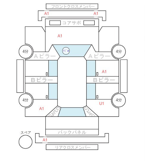 Body condition diagram (damage marks, Japanese labels)