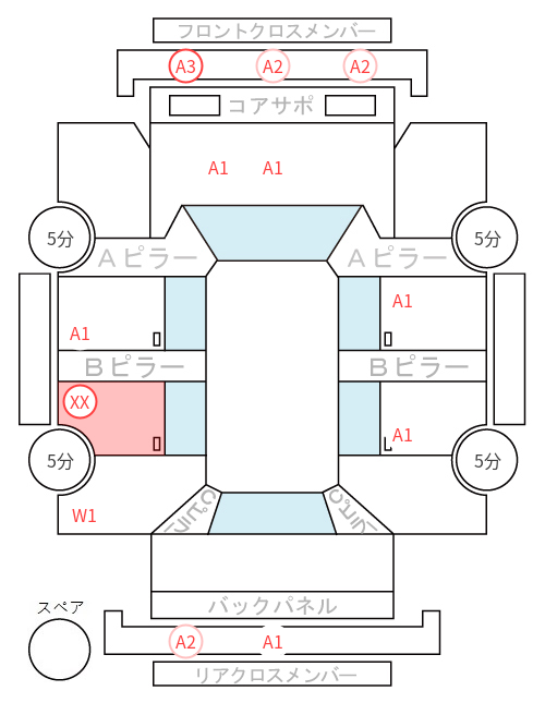 Body condition diagram (damage marks, Japanese labels)
