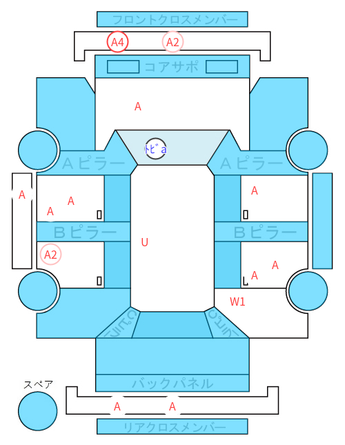 Body condition diagram (damage marks, Japanese labels)